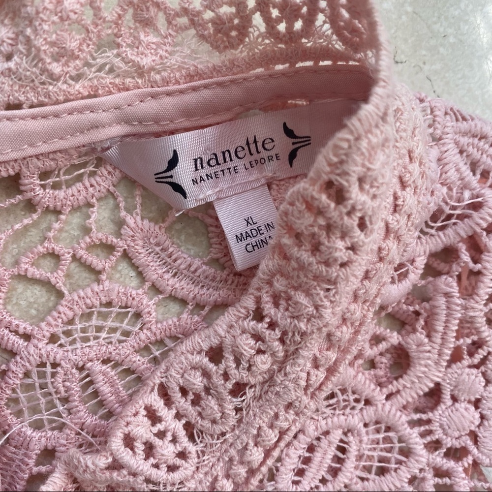 Nanette Lapore Blush Pink Lace Sleeveless Top XL - Picture 3 of 4